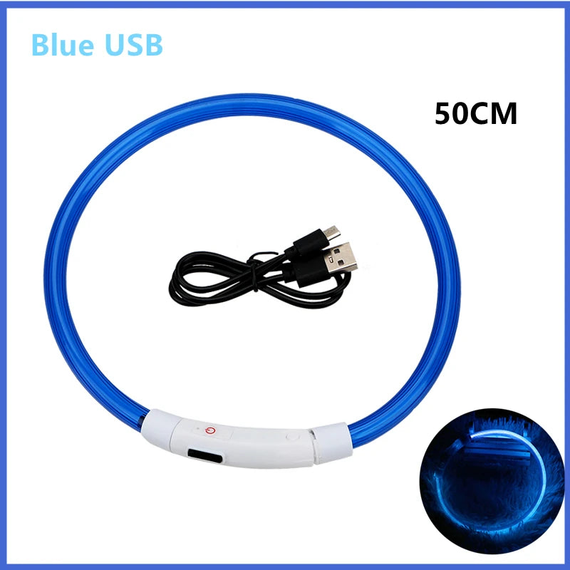 LED Safety Collar - USB Rechargeable Glowing Dog Collar for Night Visibility