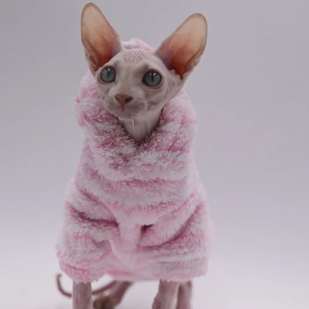 Luxury MinkFleece Cat Cardigan - Winter Jacket for Sphinx & Hairless Cats