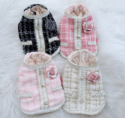 Classic Plaid Princess Dress Coat - 100% Cotton Designer Outfit for Small Dogs & Cats