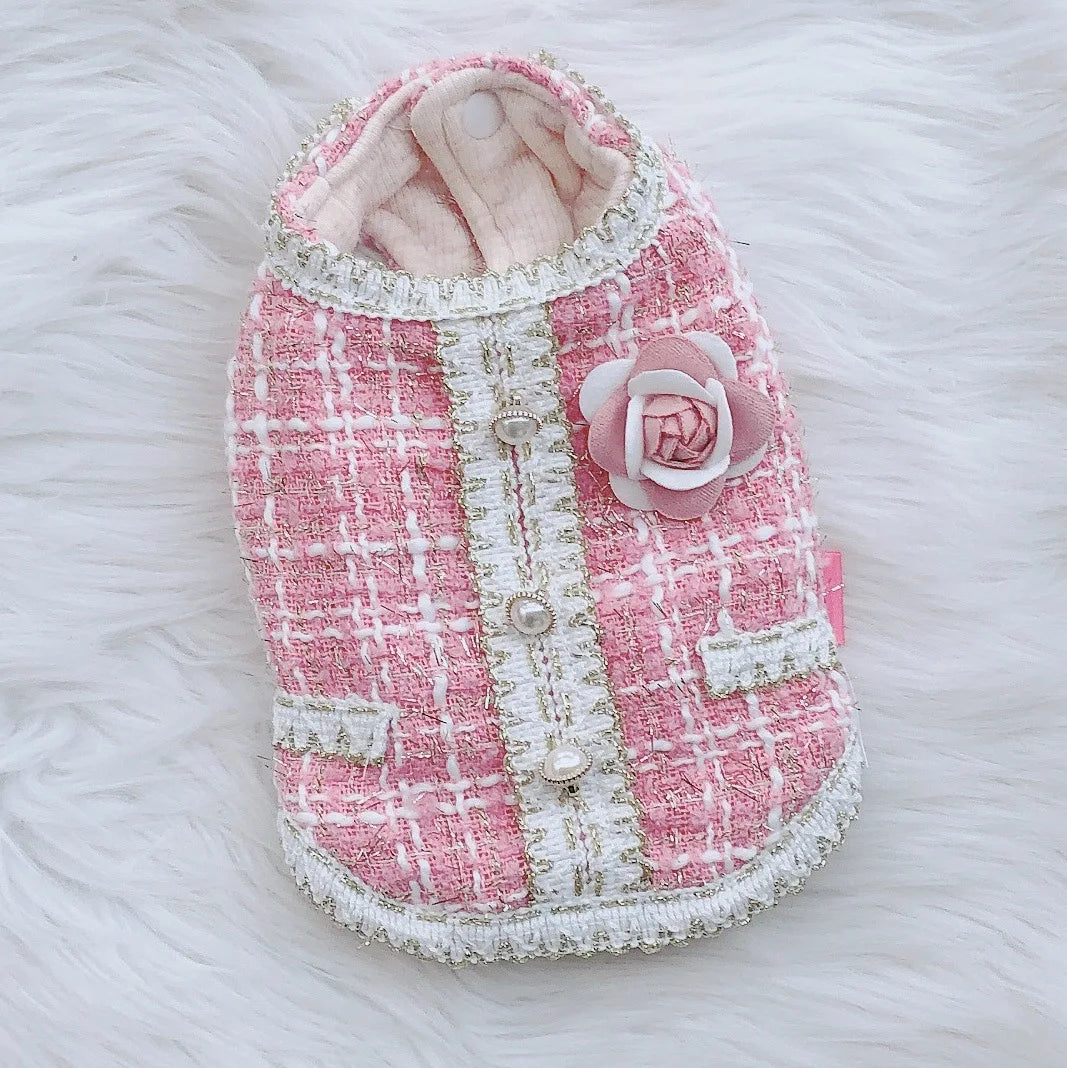 Classic Plaid Princess Dress Coat - 100% Cotton Designer Outfit for Small Dogs & Cats