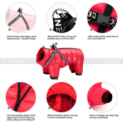 Waterproof Dog Jacket with Built-In Harness - Winter Coat for Small to Medium Dogs