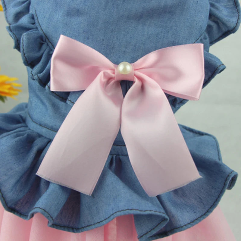 Luxury Denim Cat Dress - Summer Skirt for Sphynx & Hairless Cats