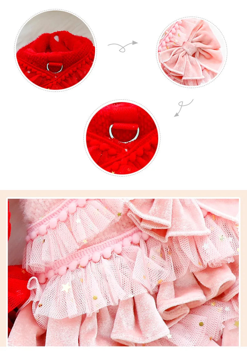 Luxury Multi-Layer Pleated Princess Coat - Designer Winter Jacket for Small Dogs & Cats