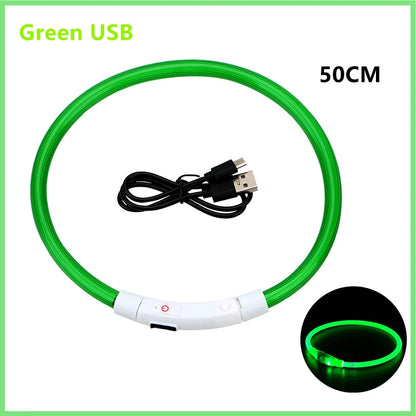 LED Safety Collar - USB Rechargeable Glowing Dog Collar for Night Visibility