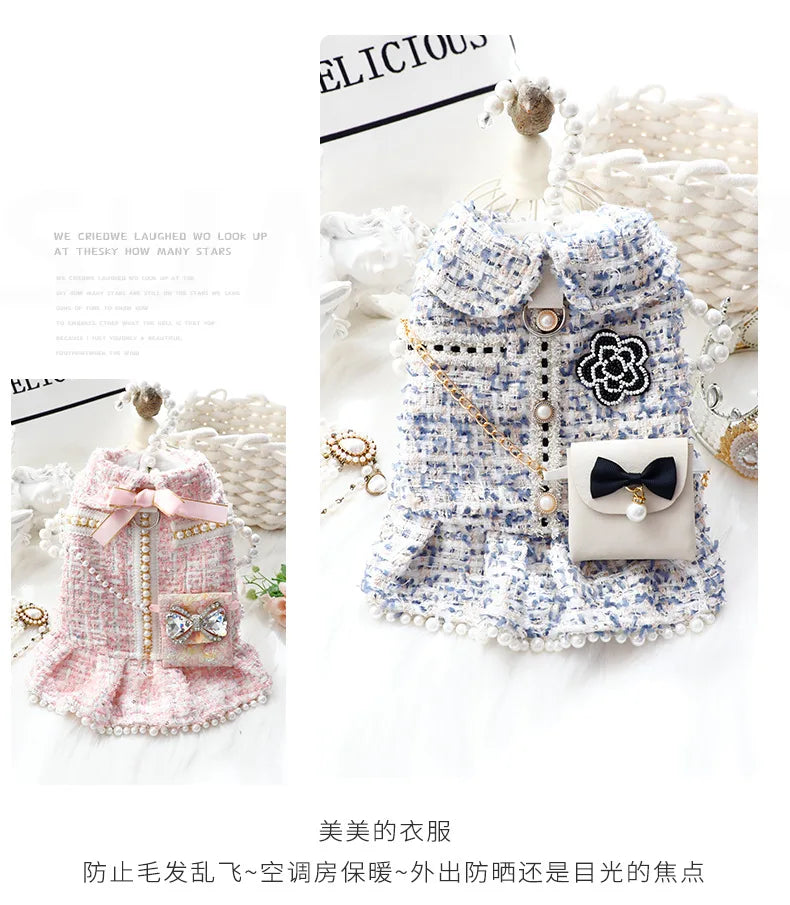 Pretty Princess Dress with Pearl Bowknot for Small Dogs & Cats