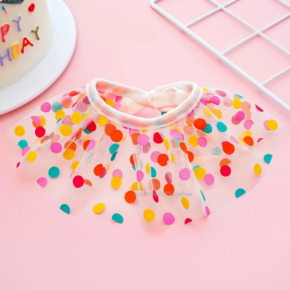 Luxury Birthday Collar & Bandana Set - Polka Dot Party Accessories for Dogs & Cats