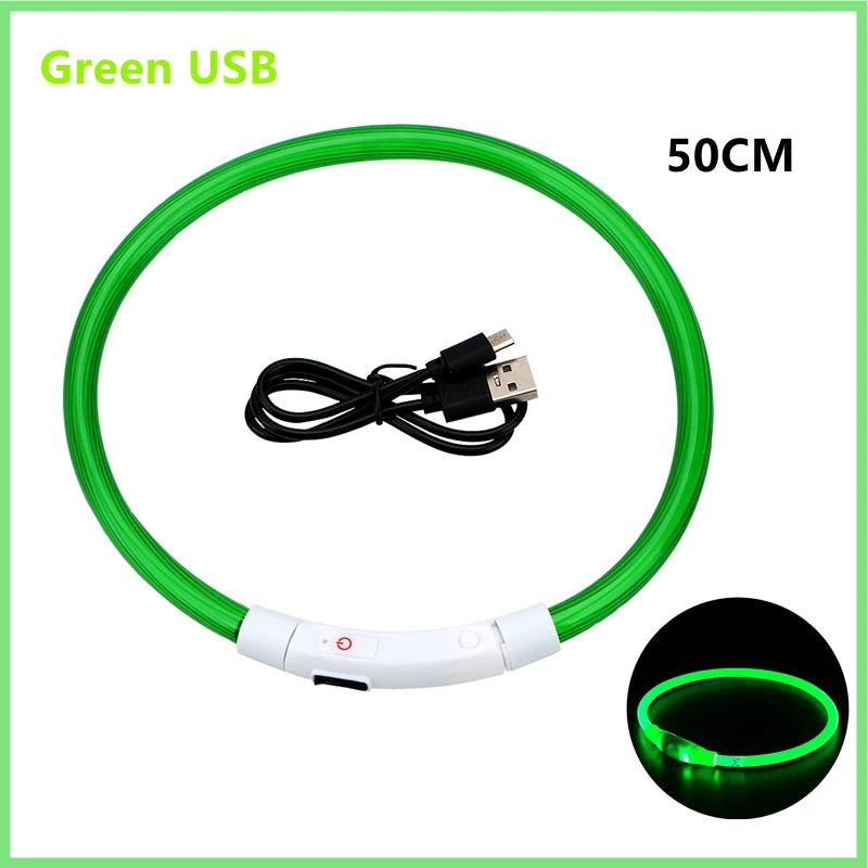 LED Safety Collar - USB Rechargeable Glowing Dog Collar for Night Visibility