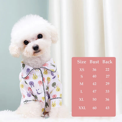 Elegant Floral Pet Pajamas - Luxury Sleepwear Jumpsuit for Small Dogs & Cats