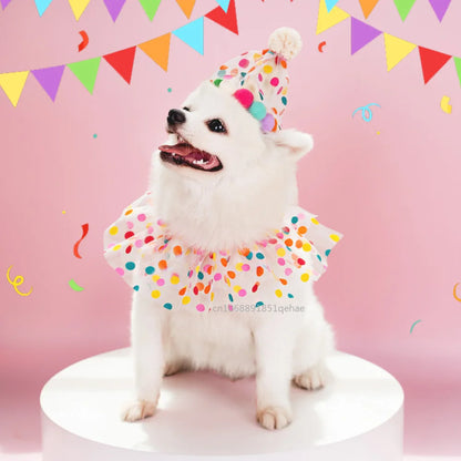 Luxury Birthday Collar & Bandana Set - Polka Dot Party Accessories for Dogs & Cats