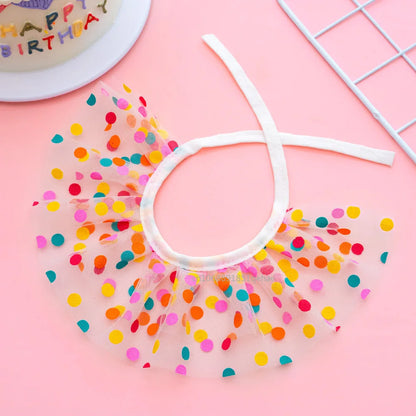Luxury Birthday Collar & Bandana Set - Polka Dot Party Accessories for Dogs & Cats