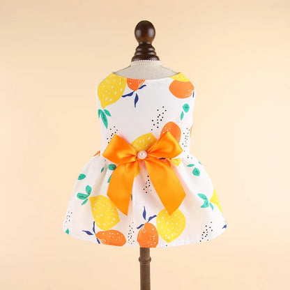 Luxury Princess Bow Dress - Striped & Plaid Summer Dress for Cats & Small Dogs