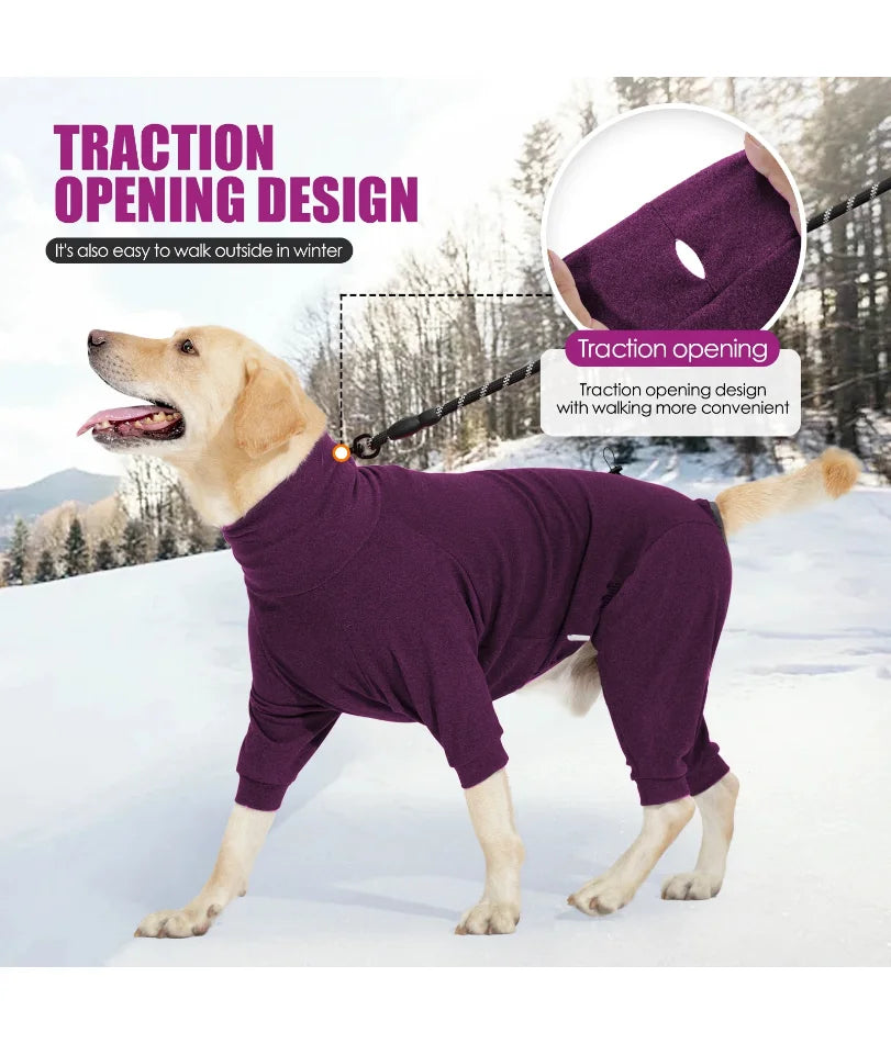 Cozy Fleece Dog Jumpsuit - Warm Winter Overalls for Large Dogs