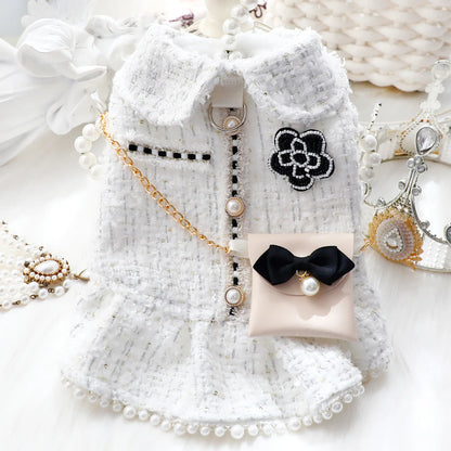Pretty Princess Dress with Pearl Bowknot for Small Dogs & Cats