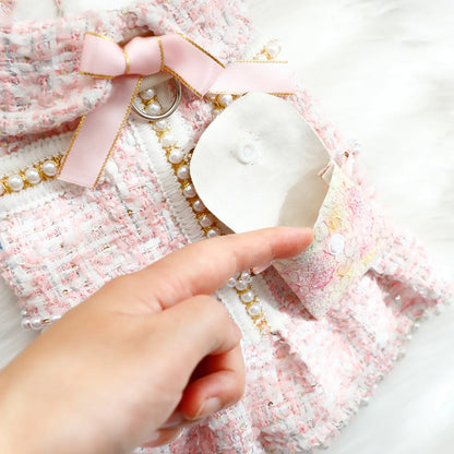 Pretty Princess Dress with Pearl Bowknot for Small Dogs & Cats