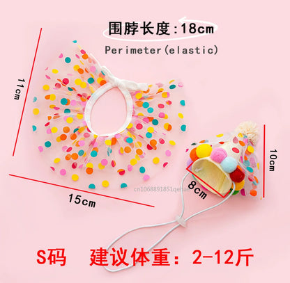 Luxury Birthday Collar & Bandana Set - Polka Dot Party Accessories for Dogs & Cats