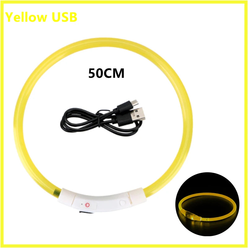 LED Safety Collar - USB Rechargeable Glowing Dog Collar for Night Visibility