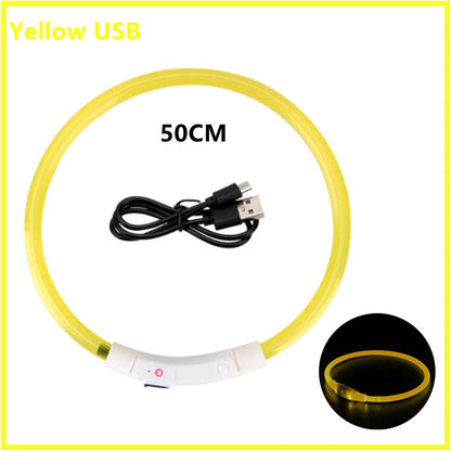 LED Safety Collar - USB Rechargeable Glowing Dog Collar for Night Visibility