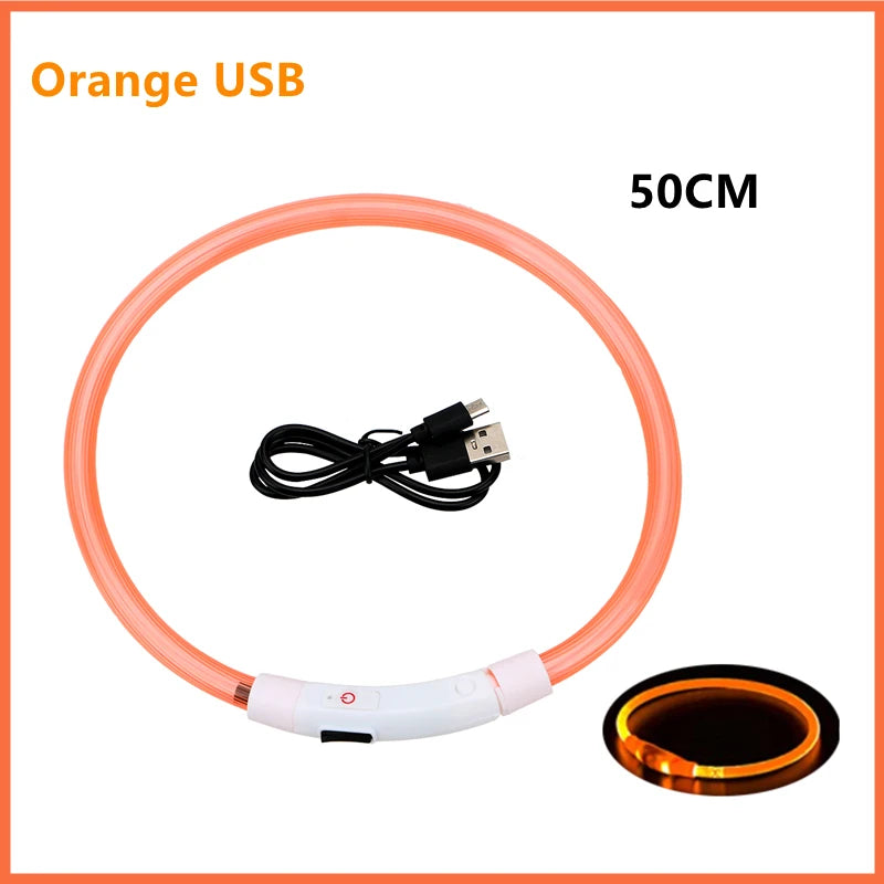 LED Safety Collar - USB Rechargeable Glowing Dog Collar for Night Visibility