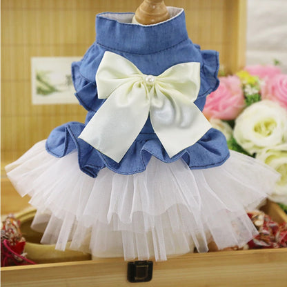 Luxury Denim Cat Dress - Summer Skirt for Sphynx & Hairless Cats