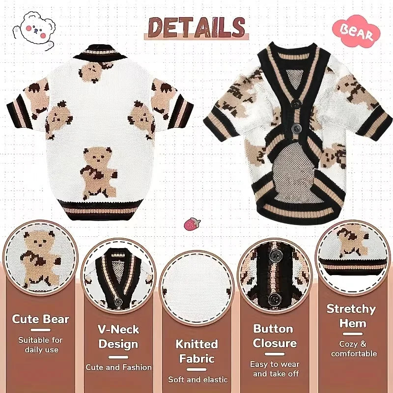 Luxury Knitted Cardigan Sweater - Winter Warm Outfit for Small Dogs