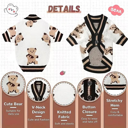 Luxury Knitted Cardigan Sweater - Winter Warm Outfit for Small Dogs