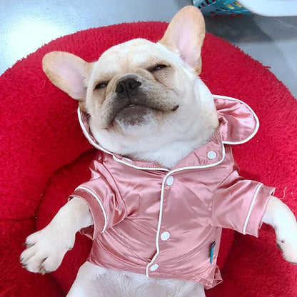 Luxury Silk-Touch Pajama Shirt - Premium Sleepwear for Small Dogs & Cats