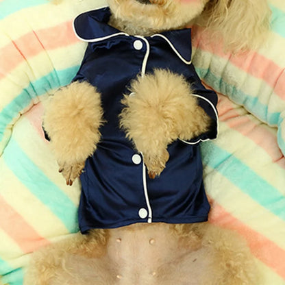 Luxury Silk-Touch Pajama Shirt - Premium Sleepwear for Small Dogs & Cats