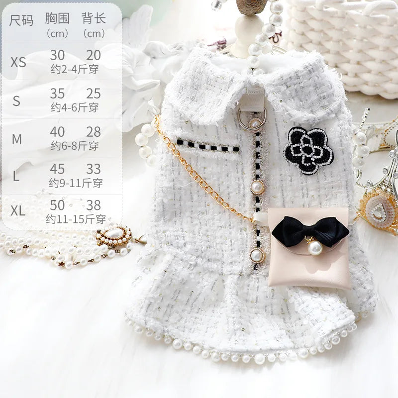 Pretty Princess Dress with Pearl Bowknot for Small Dogs & Cats