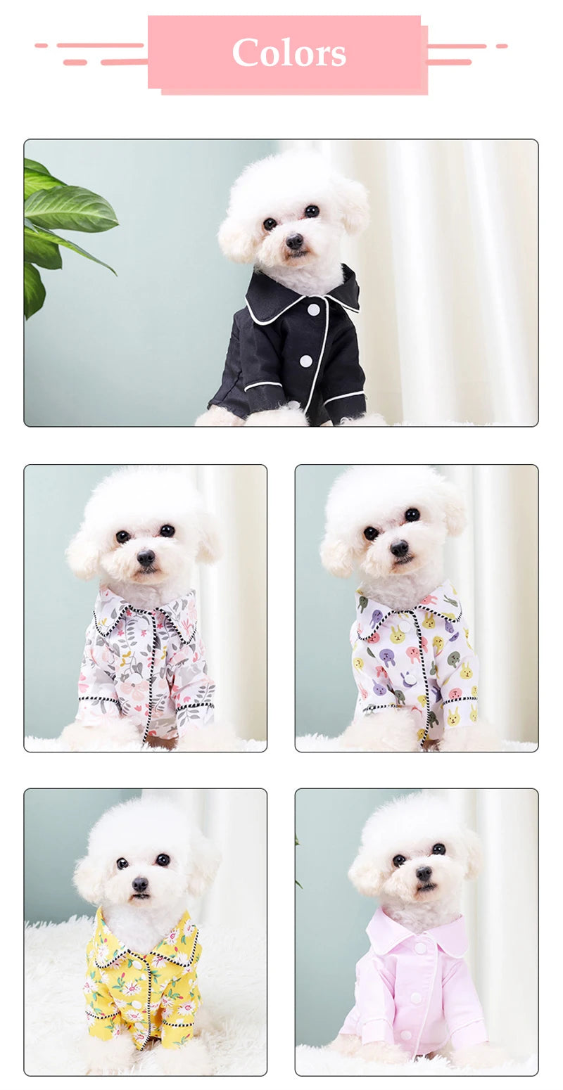 Elegant Floral Pet Pajamas - Luxury Sleepwear Jumpsuit for Small Dogs & Cats