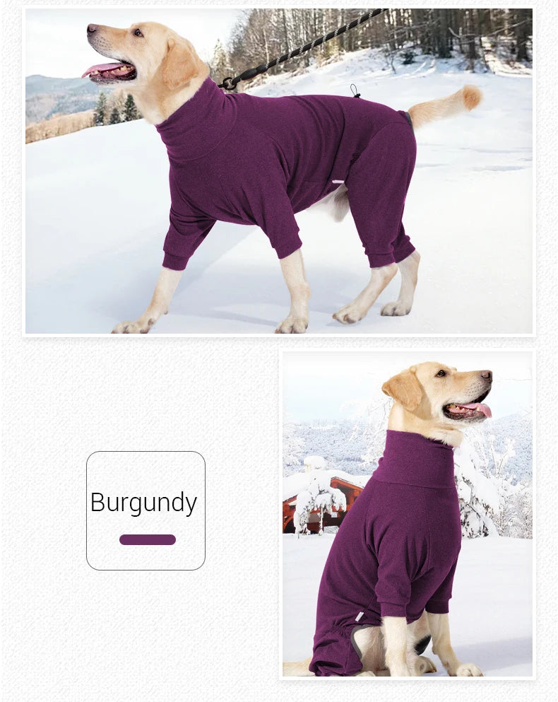 Cozy Fleece Dog Jumpsuit - Warm Winter Overalls for Large Dogs