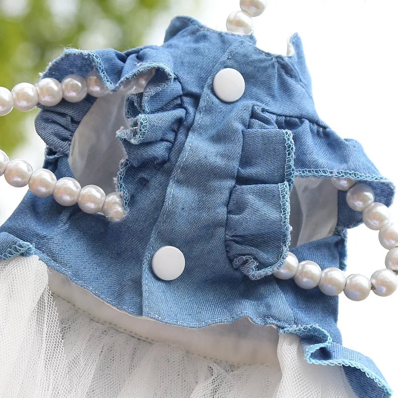 Luxury Denim Cat Dress - Summer Skirt for Sphynx & Hairless Cats