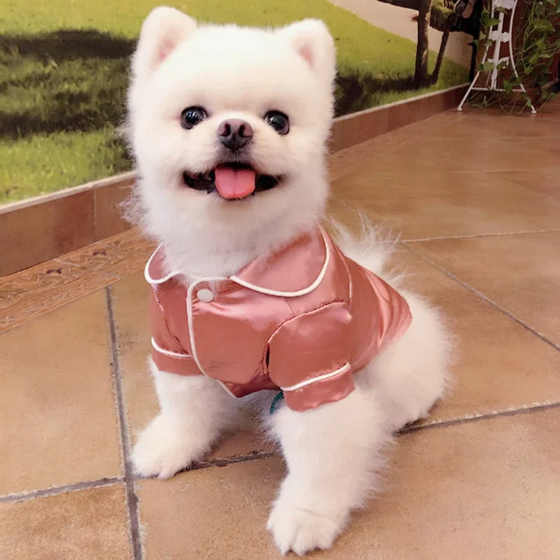 Luxury Silk-Touch Pajama Shirt - Premium Sleepwear for Small Dogs & Cats