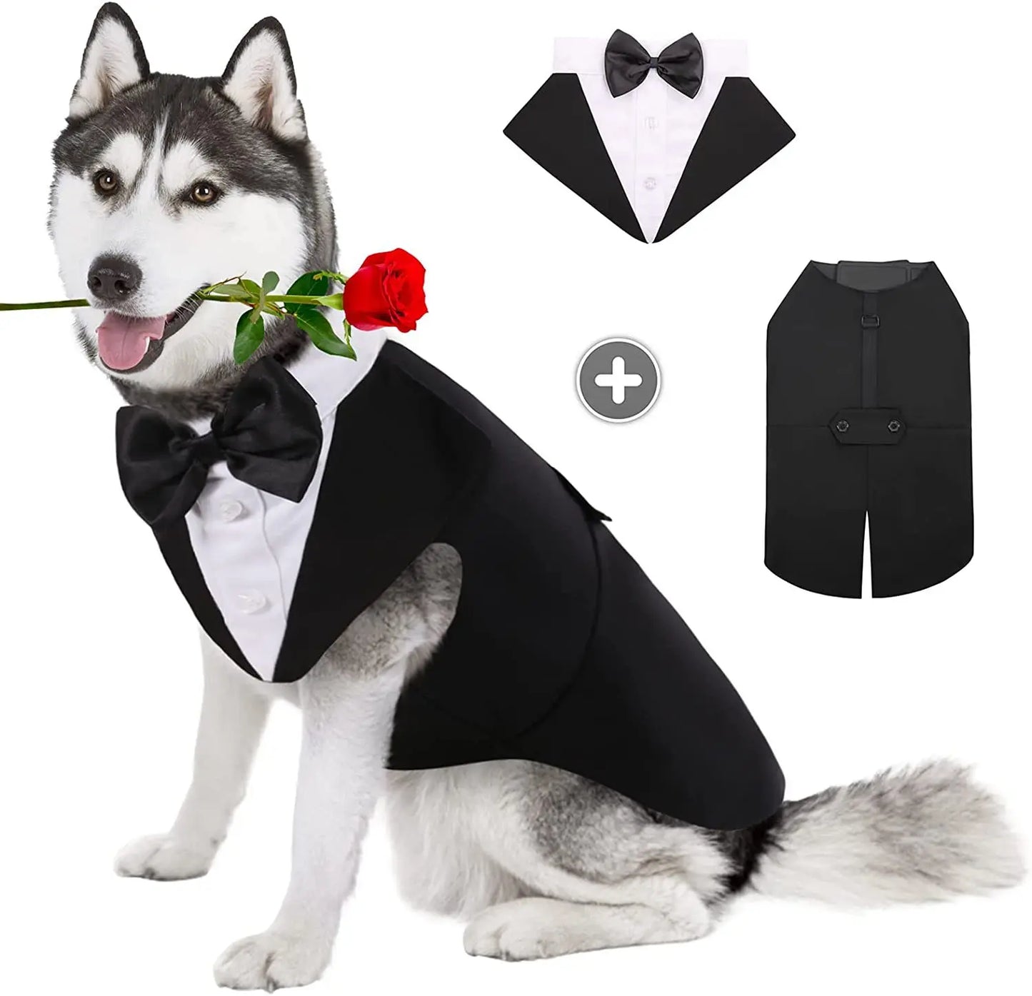 Luxury Gentleman's Tuxedo Suit - Premium Formal Outfit with Bow Tie for Dogs