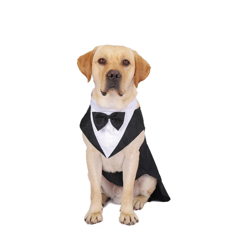 Luxury Gentleman's Tuxedo Suit - Premium Formal Outfit with Bow Tie for Dogs