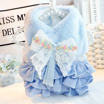 Luxury Princess Dress Coat - Warm Elegant Outfit for Small Dogs
