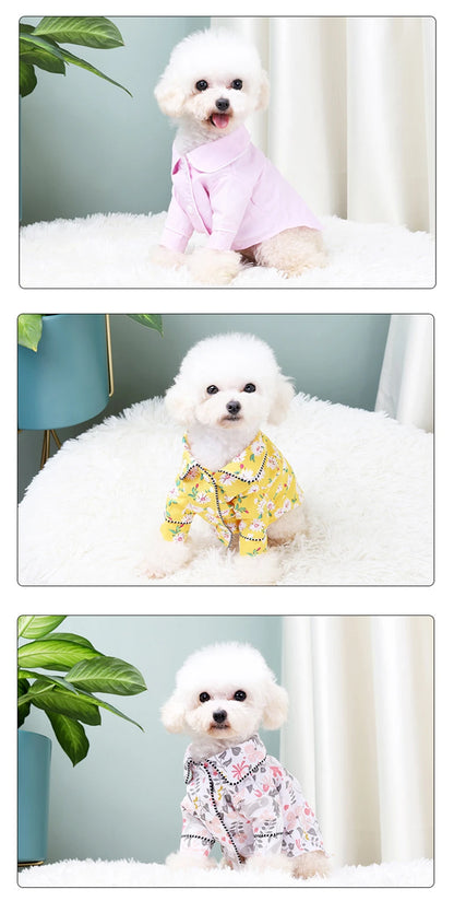 Elegant Floral Pet Pajamas - Luxury Sleepwear Jumpsuit for Small Dogs & Cats