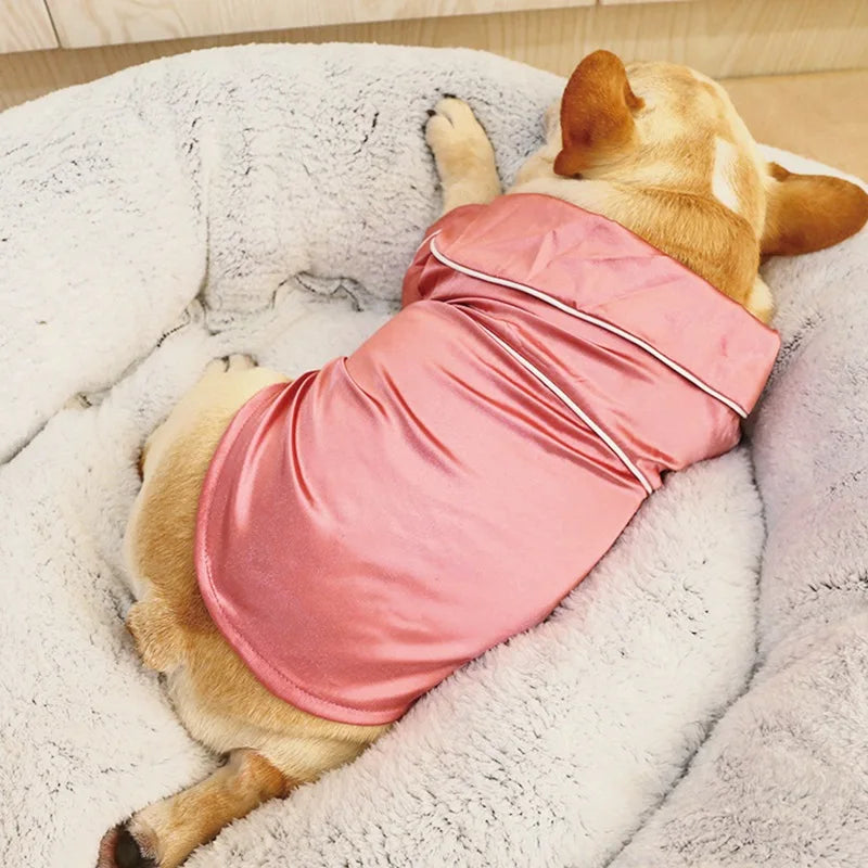 Luxury Silk-Touch Pajama Shirt - Premium Sleepwear for Small Dogs & Cats