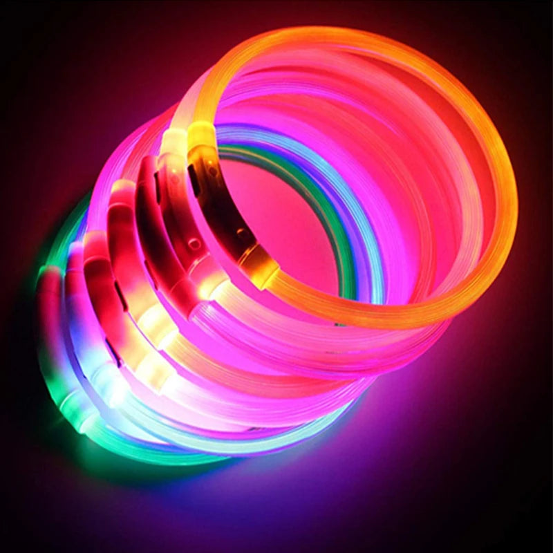 LED Safety Collar - USB Rechargeable Glowing Dog Collar for Night Visibility
