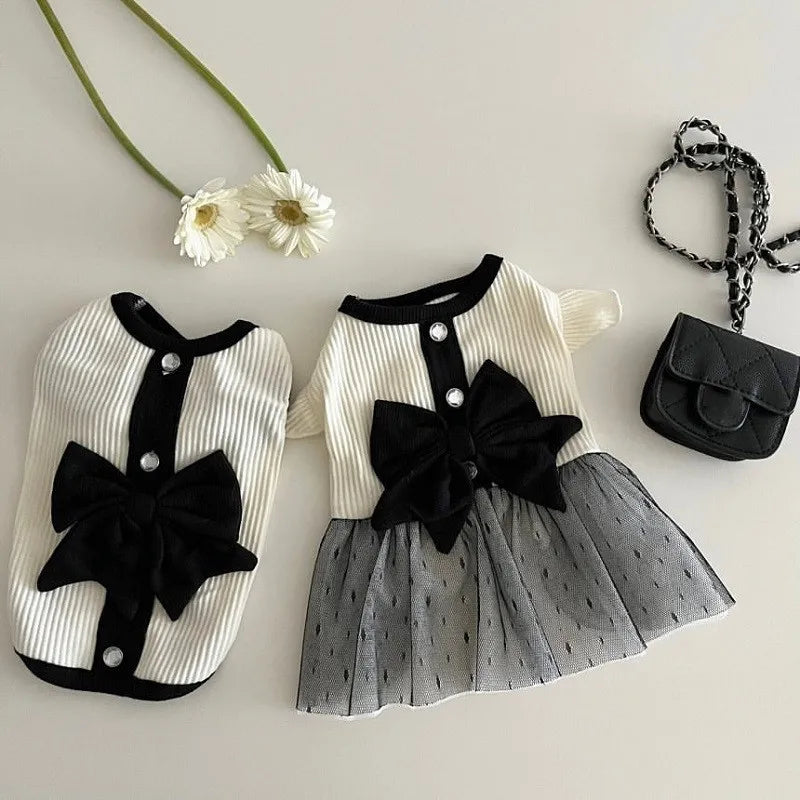 Luxury Bow & Lace Dog Dress - Summer Outfit for Small Dogs & Chihuahuas