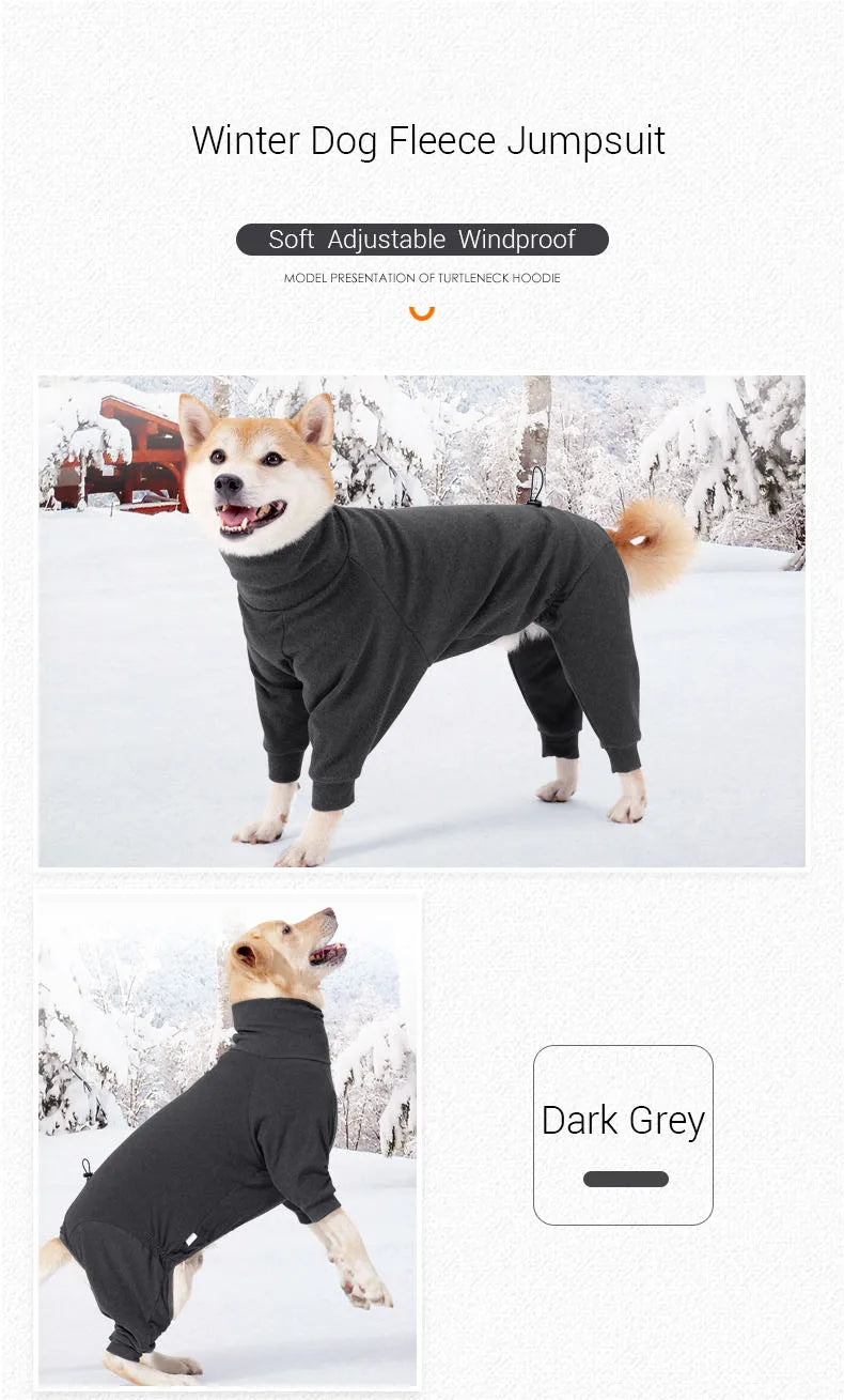 Cozy Fleece Dog Jumpsuit - Warm Winter Overalls for Large Dogs
