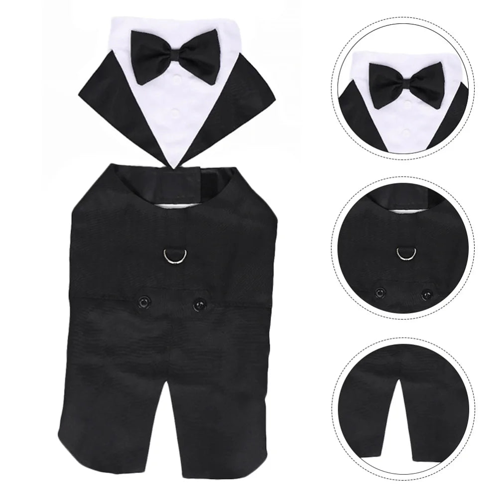 Luxury Gentleman's Tuxedo Suit - Premium Formal Outfit with Bow Tie for Dogs