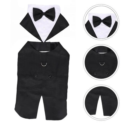 Luxury Gentleman's Tuxedo Suit - Premium Formal Outfit with Bow Tie for Dogs