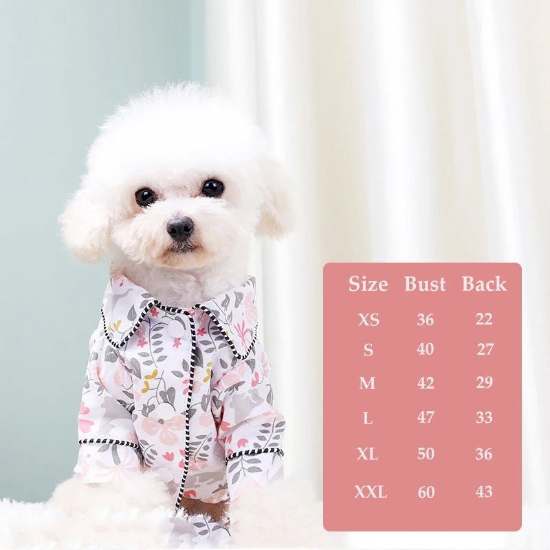 Elegant Floral Pet Pajamas - Luxury Sleepwear Jumpsuit for Small Dogs & Cats