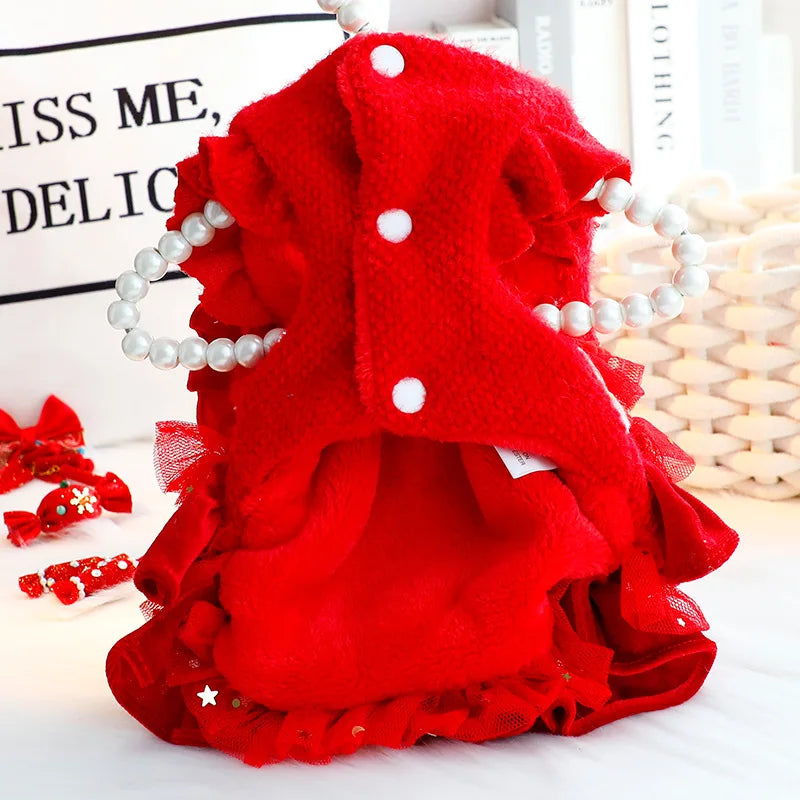 Luxury Multi-Layer Pleated Princess Coat - Designer Winter Jacket for Small Dogs & Cats