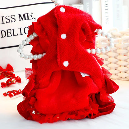 Luxury Multi-Layer Pleated Princess Coat - Designer Winter Jacket for Small Dogs & Cats