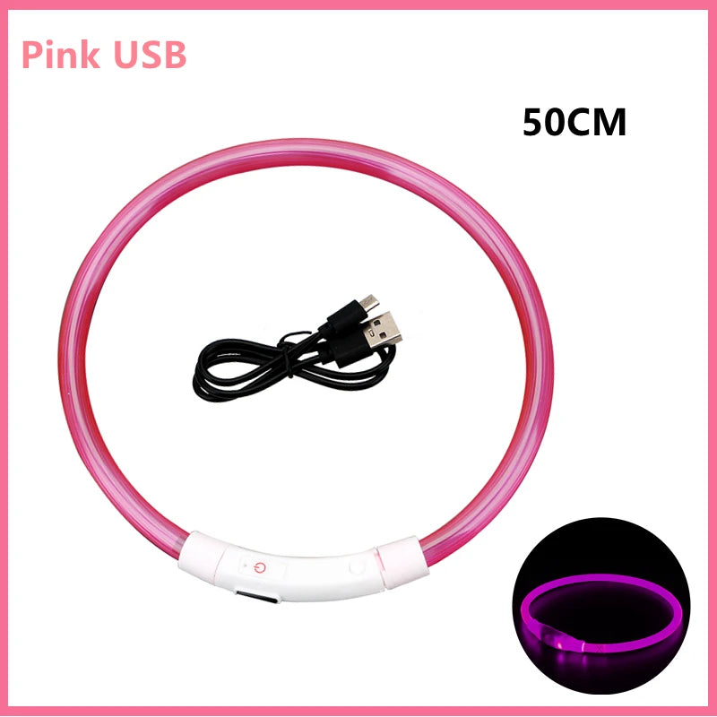 LED Safety Collar - USB Rechargeable Glowing Dog Collar for Night Visibility