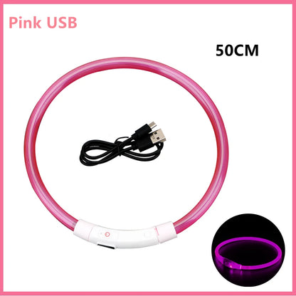 LED Safety Collar - USB Rechargeable Glowing Dog Collar for Night Visibility