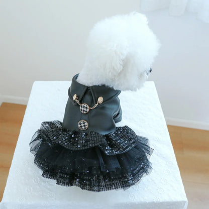 Luxury Leather-Look Waterproof Coat - Designer Princess Jacket for Small to Medium Dogs