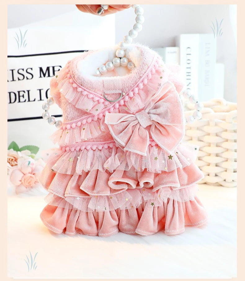Luxury Multi-Layer Pleated Princess Coat - Designer Winter Jacket for Small Dogs & Cats
