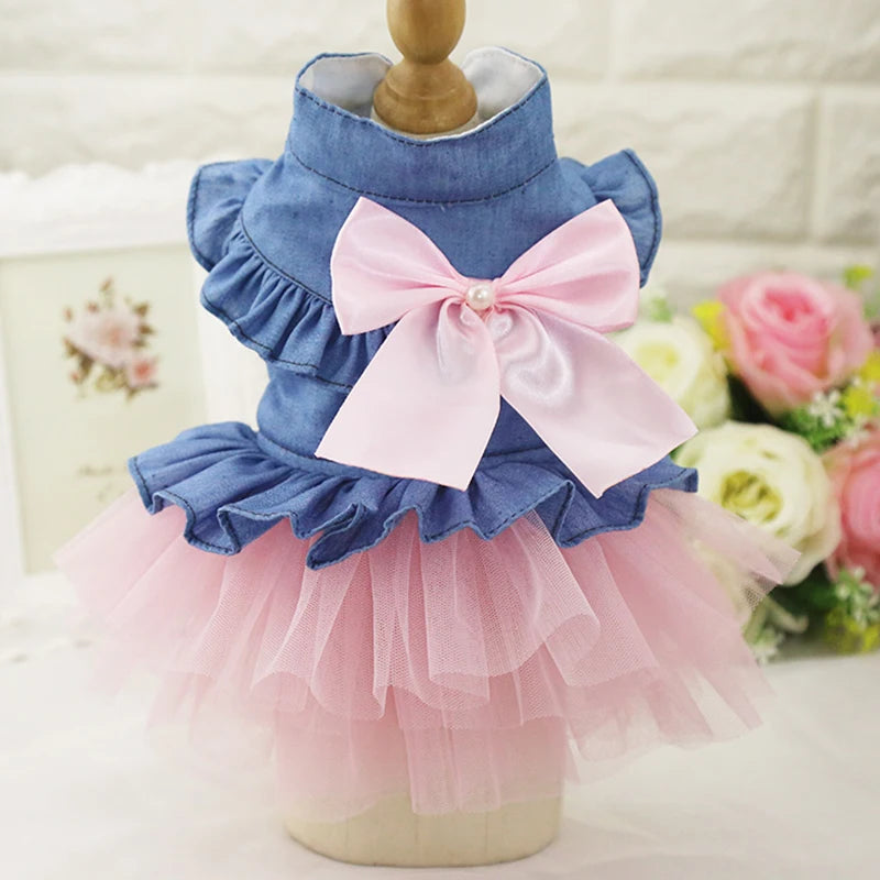 Luxury Denim Cat Dress - Summer Skirt for Sphynx & Hairless Cats